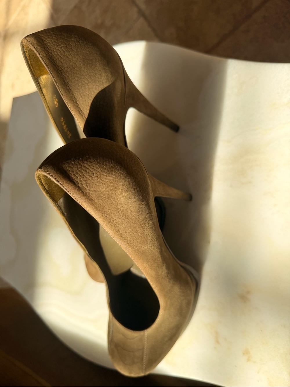 Yves Saint Laurent Tan Suede Platform Stiletto Pumps